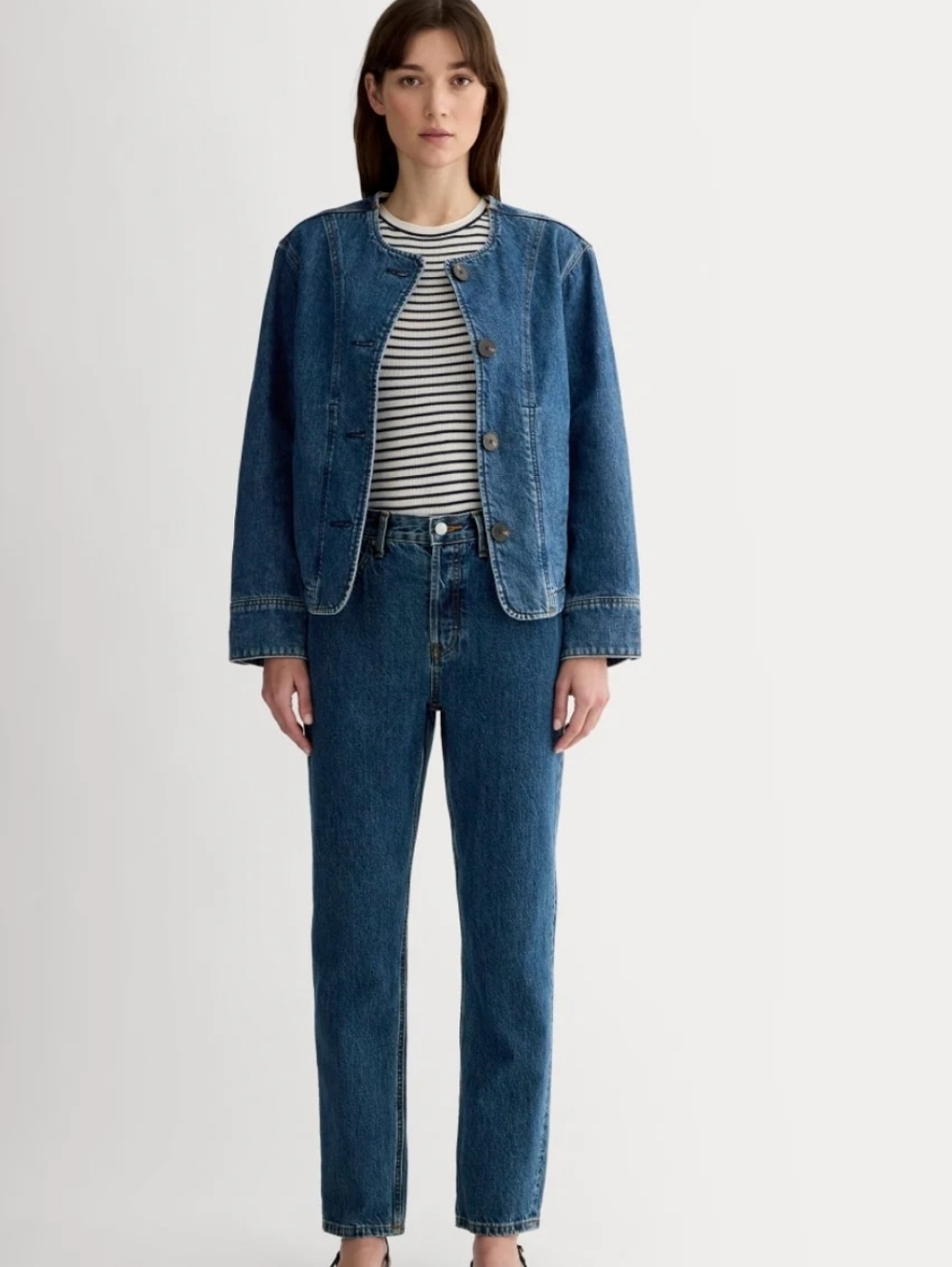 Everlane Curvy 90s Cheeky Straight Jean Organic Cotton Size 31 Med Wash‎